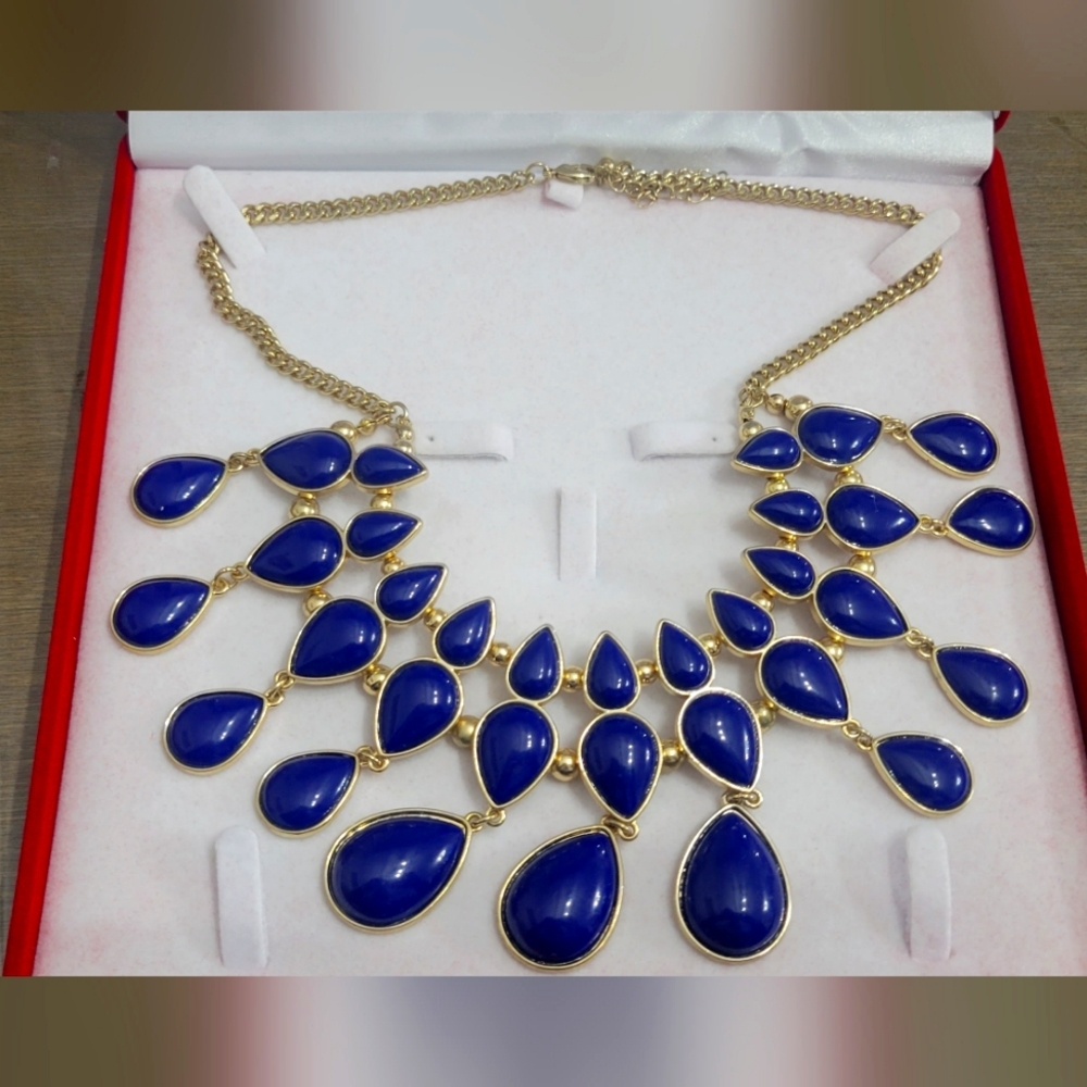 Royal Blue and gold necklace